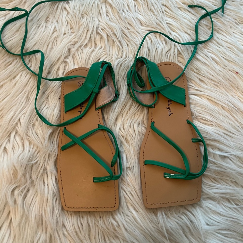Girls Green Strappy Sandals